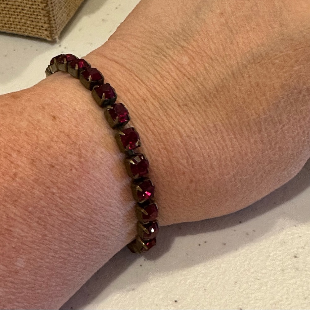 Vintage Liz Paiacios of San Francisco bracelet copper w/ red Swarovski crystals